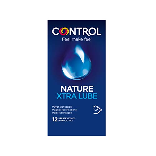 Control Preservativos Nature Xtra Lube - Caja de condones, gama placer natural, mayor lubricación, perfecta adaptabilidad, sexo seguro, 12 unidades