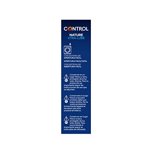 Control Preservativos Nature Xtra Lube - Caja de condones, gama placer natural, mayor lubricación, perfecta adaptabilidad, sexo seguro, 12 unidades