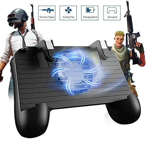 Controlador de Juego móvil para PUBG 5 en 1 versión Mejorada Gamepad Shoot y Aim Trigger Phone Cooling Pad Power Bank para Android y iOS Fortnite/Knives out