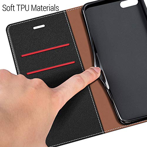 COODIO Funda iPhone 5S con Tapa, Funda Movil iPhone SE, Funda Libro iPhone 5 Carcasa Magnético Funda para iPhone SE/iPhone 5S / iPhone 5(No es Compatible con iPhone SE 2020), Negro/Rojo