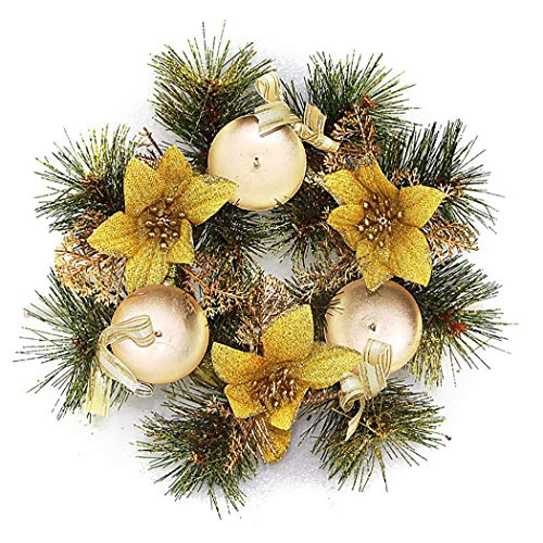 COOFIT Candelabro de Navidad Corona de Flores Artificiales Soporte de Velas Centro de Mesa de Navidad