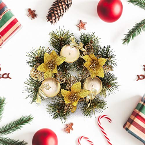 COOFIT Candelabro de Navidad Corona de Flores Artificiales Soporte de Velas Centro de Mesa de Navidad