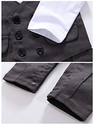 cool elves - Mono Largo Bebés Caballero Traje Niños para Bautizo Fiesta Boda con Pajarita - Gris - 3-6 Meses