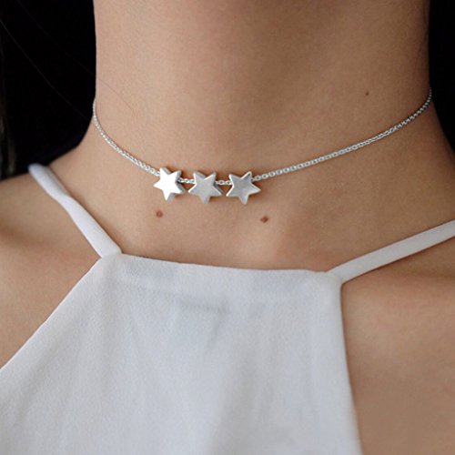 Cool Girl Ajustable Shinning de la Estrella Mujeres Gargantilla Linda Joyería de Plata Regalo de la Cadena del Oro Regard