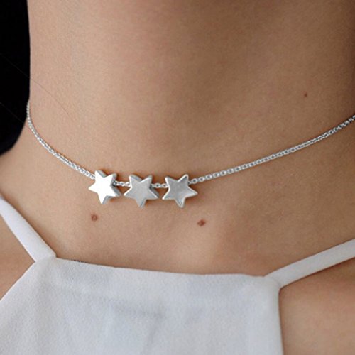 Cool Girl Ajustable Shinning de la Estrella Mujeres Gargantilla Linda Joyería de Plata Regalo de la Cadena del Oro Regard