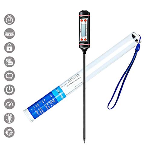 COOLAPA TP101 Termómetro Cocina de Lectura Instantánea, Sonda Súper Larga, pantalla LCD, Para Cocina, BBQ, Comida, Pavo, Caramelo, Leche, Agua de Baño
