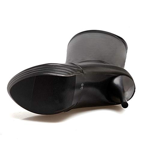 COOLCEPT Mujer Sexy Stiletto Botas sobre la Rodilla Plataforma Tacón Altos Botas Larga Cremallera Fiesta Botas Largas Black Size 45 Asian