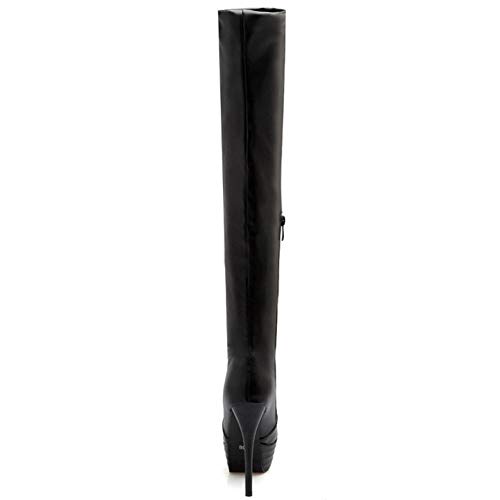 COOLCEPT Mujer Sexy Stiletto Botas sobre la Rodilla Plataforma Tacón Altos Botas Larga Cremallera Fiesta Botas Largas Black Size 45 Asian