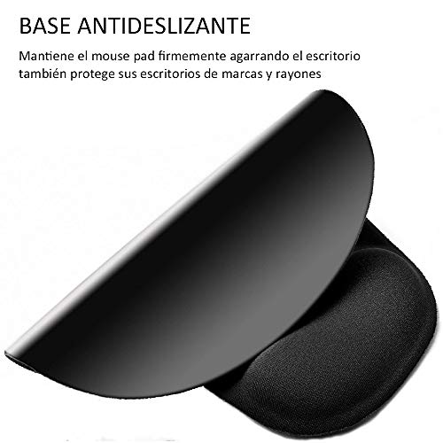 COOLEAD Alfombrilla de Ratón con Reposamuñeca Ergonómica de Memoria Base Antideslizante Gaming Mouse Pad Juegos Mouse Mat Superficie Texturizada Suave para PC Ordenador Laptop Computer Oficina