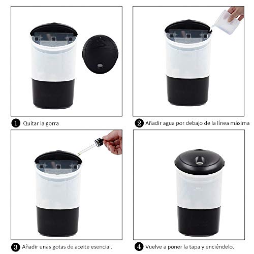 COOLEAD Humidificador Coche USB Ambientador Casa Aroma Difusor de Aceite Esencial 7 Color LED Humectador de Niebla Car Diffuser Essential Oil Ambientador Purificador de Aire para Hogar Oficina Coche