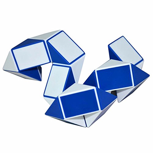 Coolzon® Puzzle de Serpiente Mágica Snake Plegable Rompecabezas Tocer Cubo de 24 Secciones,Blanco（Azul)