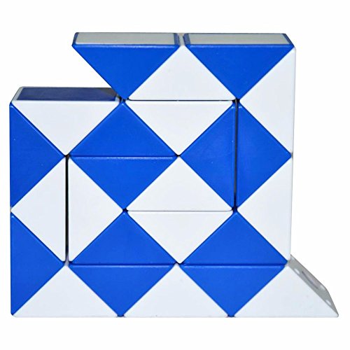 Coolzon® Puzzle de Serpiente Mágica Snake Plegable Rompecabezas Tocer Cubo de 24 Secciones,Blanco（Azul)