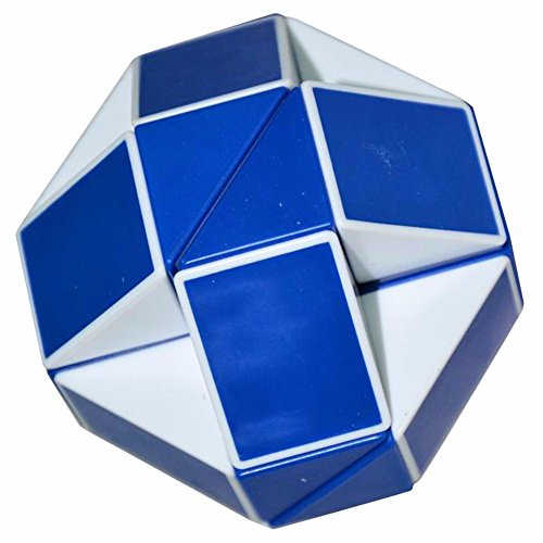 Coolzon® Puzzle de Serpiente Mágica Snake Plegable Rompecabezas Tocer Cubo de 24 Secciones,Blanco（Azul)