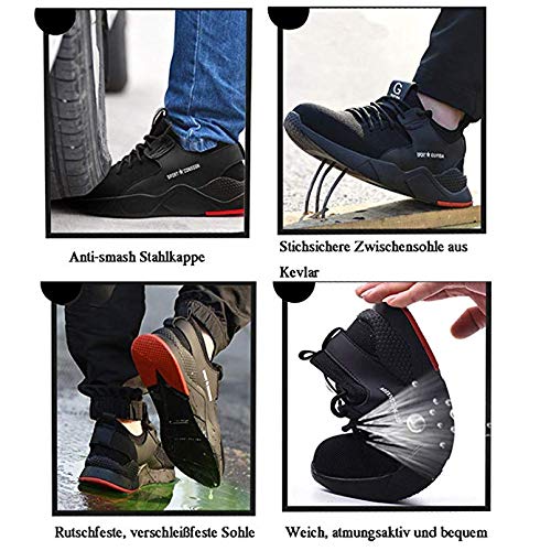 COOU Zapatos de Seguridad Comodo Hombre Mujer con Puntera de Acero S3 Calzado de Trabajo Botas de Trabajo de Seguridad