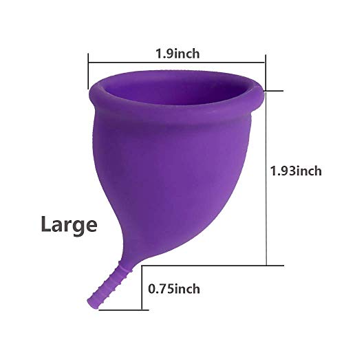 Copa menstrual - 12h Protección día y noche - Reusable Soft Comfortable Period Cup (L, Púrpura)