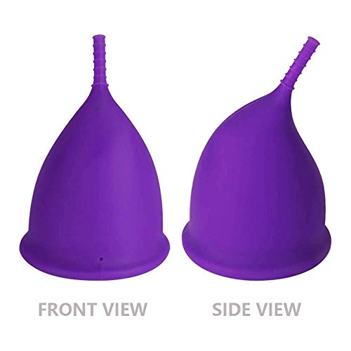 Copa menstrual - 12h Protección día y noche - Reusable Soft Comfortable Period Cup (L, Púrpura)