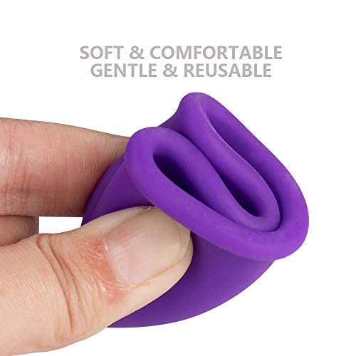 Copa menstrual - 12h Protección día y noche - Reusable Soft Comfortable Period Cup (L, Púrpura)