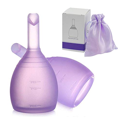 Copa menstrual de Silicona Grado Médico, con descarga de la válvula,Reutilizable Copa menstrual ultra-suave(S+L)