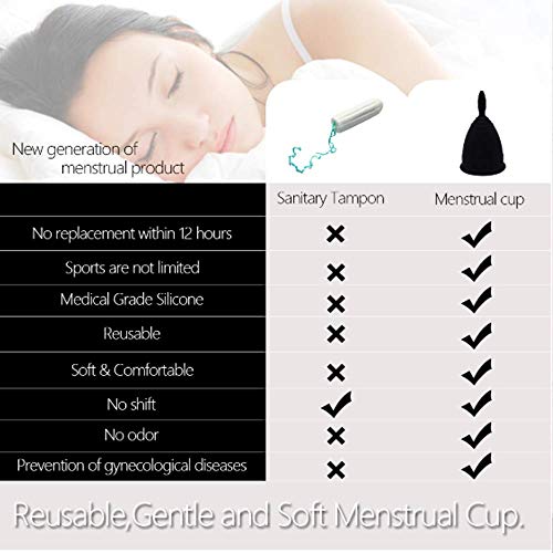 Copa Menstrual esterilizador Mujeres Higiene Femenina Médico 100% silicona suave Menstrual Cup menstrual reutilizable señora taza negra Taza menstrual