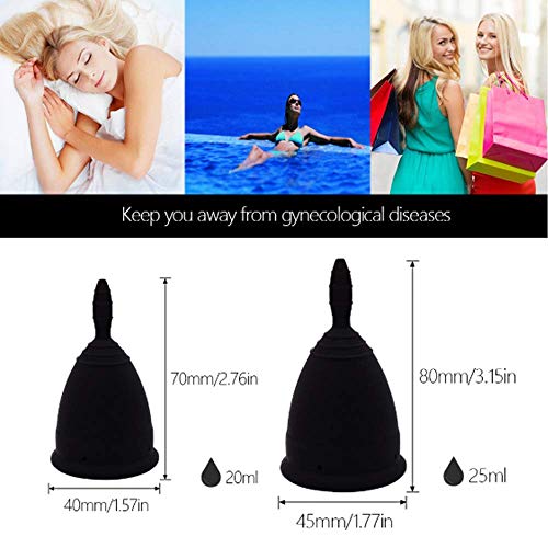 Copa Menstrual esterilizador Mujeres Higiene Femenina Médico 100% silicona suave Menstrual Cup menstrual reutilizable señora taza negra Taza menstrual