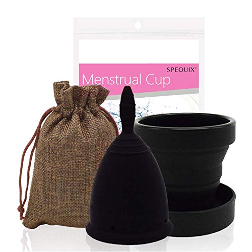 Copa Menstrual esterilizador Mujeres Higiene Femenina Médico 100% silicona suave Menstrual Cup menstrual reutilizable señora taza negra Taza menstrual