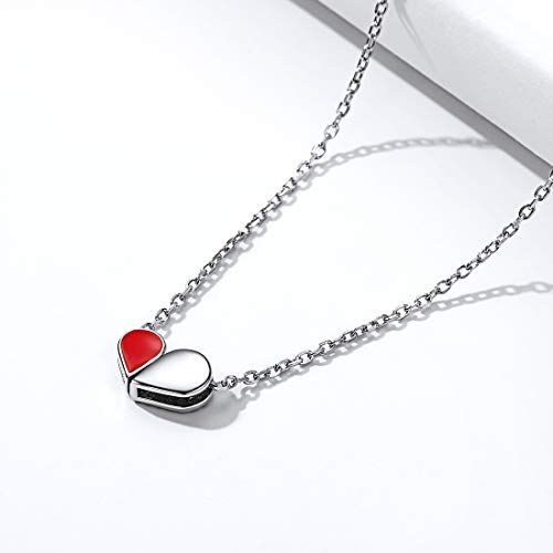 Corazón Roto Multiples Usos Collar Moderno Plata de Ley 925 Oro Blanco Gotear Aceites Rojo Llamativo Caliente Piedras Zirconia Cúbica Joyería Romántica