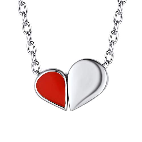 Corazón Roto Multiples Usos Collar Moderno Plata de Ley 925 Oro Blanco Gotear Aceites Rojo Llamativo Caliente Piedras Zirconia Cúbica Joyería Romántica
