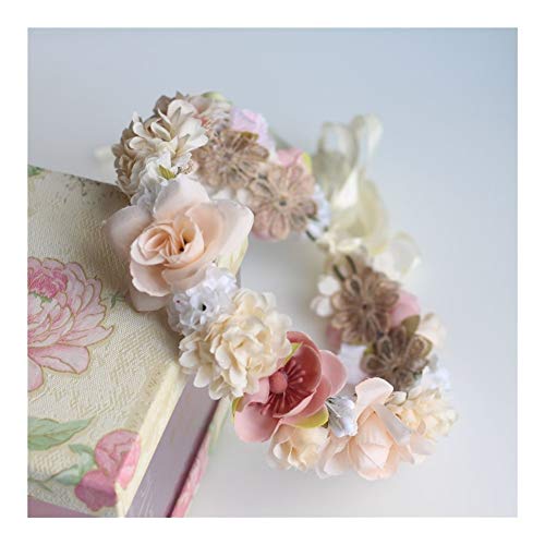 Corona para el pelo de la boda de la muchacha de las flores de la corona de la boda Boho diadema diadema corona de pelo (color: marrón oscuro, tamaño: estándar)