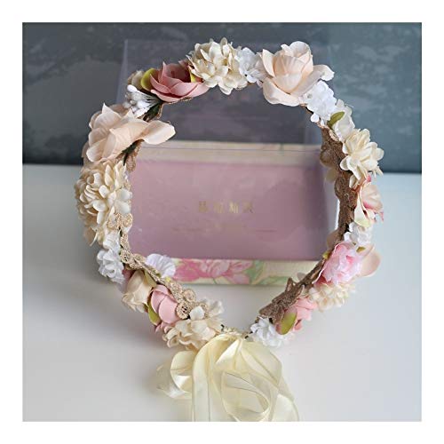 Corona para el pelo de la boda de la muchacha de las flores de la corona de la boda Boho diadema diadema corona de pelo (color: marrón oscuro, tamaño: estándar)