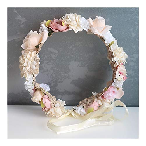 Corona para el pelo de la boda de la muchacha de las flores de la corona de la boda Boho diadema diadema corona de pelo (color: marrón oscuro, tamaño: estándar)