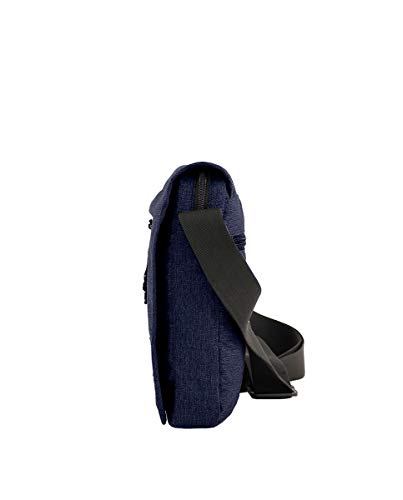 Coronel Tapiocca Urban Bolso para Hombre Bolso Bandolera Casual con Solapa Bolsillos y Cremallera Denim 19x24x5 cm Azul Marino