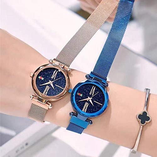 Correa De Reloj De Cuarzo Resistente Al Agua Mujer De La Moda Tendencia Simple Estudiante Waterproofrose Gold (Correa Magnética)