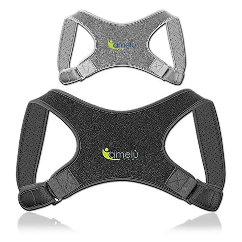 Corrector de Postura Espalda Hombre Mujer Niños Cuello Trasero Banda de Joroba Postural Tirante Ajustable Reforzado Transpirable Endereza Los Hombros Busto Ortopédico