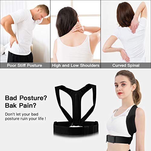 Corrector de Postura para Hombres y Mujeres, Enderezador de Espalda con 2 formas de uso ajustables, Espalda Recta Soporte Faja y Aliviar Dolor y Mejorar Postura Joroba (M, cintura 23 '' - 35 '')