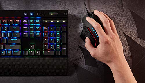 Corsair Glaive RGB Ratón Óptico para Juegos, 16 000 PPP Óptico Sensor, Agarres Intercambiables Pulgar, 6 Botones Programables, Retroiluminación LED RGB, Color Aluminio