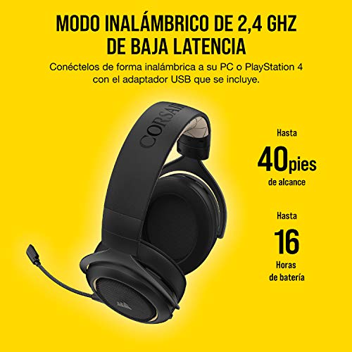 Corsair HS70 PRO Wireless Auriculares para juegos HS70 PRO WIRELESS, Color Crema (EU)