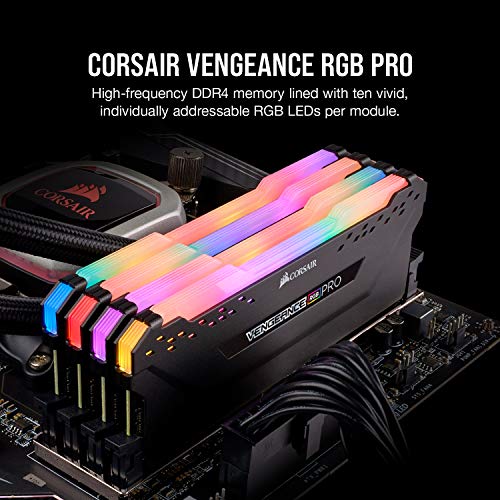 Corsair Vengeance RGB Pro Módulo de Memoria de Alto Rendimiento 16GB, 2 x 8GB DDR4 3200MHz XMP 2.0 C16, Iluminación LED RGB, Negro