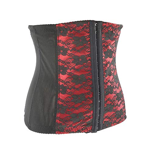 Corsé Cordón Hueso de Acero Corsé Entrenador de Cintura Corsé para Pérdida de Peso Mujer Rutina de Ejercicio Cuerpo de Reloj de Arena Moldeador Quemador de Grasa,Rojo,5XL