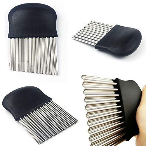 Cortador de patatas y protección para los dedos, 1 cuchillo ondulado de patatas (14 x 9,5 cm, acero inoxidable, ABS), 1 utensilio de cocina para cortar patatas, dulces y frutas o verduras.