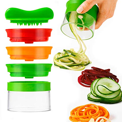 Cortador de Verduras - Cortador en espiral Rallador y Cortador Manual Utensilio con 3 Cuchillas para Cortador de Pepinos Rallador de Zanahorias Rallador de Espiral