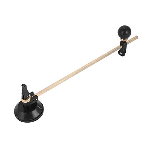 Cortador de vidrio, compás de 6 ruedas Cortador de corte circular con mango de madera y círculo de ventosa(#2)