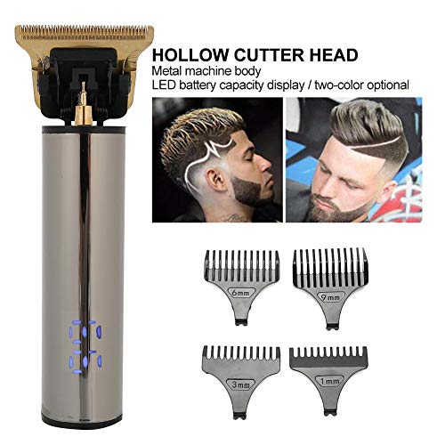 Cortadora de cabello eléctrica recargable, recortadora de cabello portátil, herramienta de peinado de máquina de corte de cabello con peines de límite de 4 piezas (1/3/6/9 mm)(02)