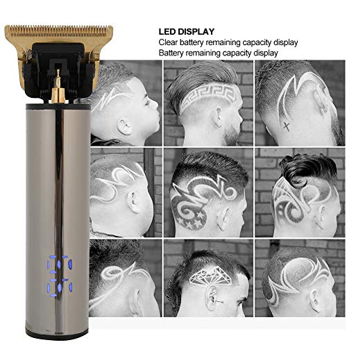 Cortadora de cabello eléctrica recargable, recortadora de cabello portátil, herramienta de peinado de máquina de corte de cabello con peines de límite de 4 piezas (1/3/6/9 mm)(02)