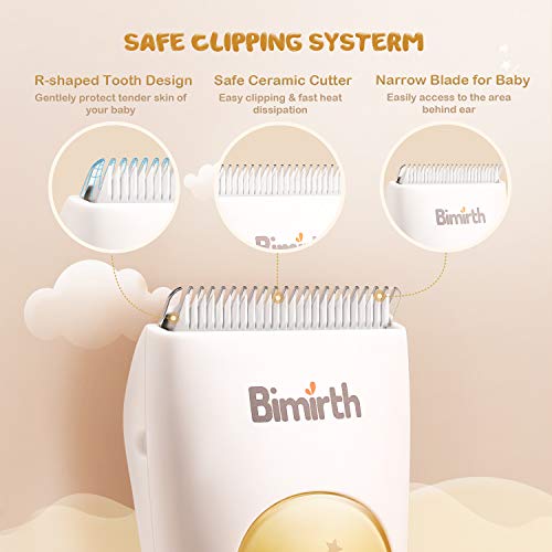 Cortapelos Eléctricos para Bebés, Eléctrico Clipper para Niños USB Recargable Impermeable Súper Silencioso Inalámbrico Kit del corte del pelo con Safe Ceramic Blade, 3 Protecciones peines