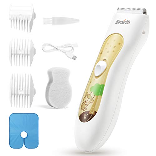 Cortapelos Eléctricos para Bebés, Eléctrico Clipper para Niños USB Recargable Impermeable Súper Silencioso Inalámbrico Kit del corte del pelo con Safe Ceramic Blade, 3 Protecciones peines