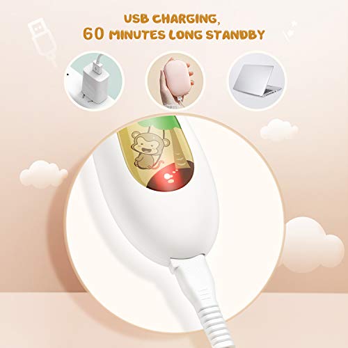 Cortapelos Eléctricos para Bebés, Eléctrico Clipper para Niños USB Recargable Impermeable Súper Silencioso Inalámbrico Kit del corte del pelo con Safe Ceramic Blade, 3 Protecciones peines