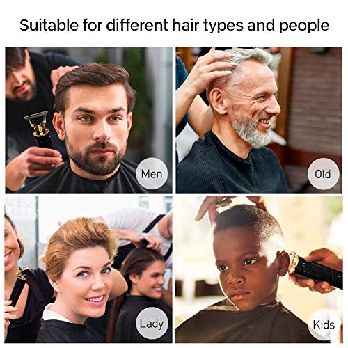 Cortapelos Hombre Recortador de Barba Inalámbrico Y Corta Pelos Hombre Profesional Cortadora de Pelo con Cuchilla en T Maquina Cortar Pelo USB Recargable con 4 Peines Guía para Hombres Cabello Barba