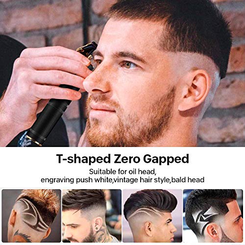Cortapelos Hombre Recortador de Barba Inalámbrico Y Corta Pelos Hombre Profesional Cortadora de Pelo con Cuchilla en T Maquina Cortar Pelo USB Recargable con 4 Peines Guía para Hombres Cabello Barba