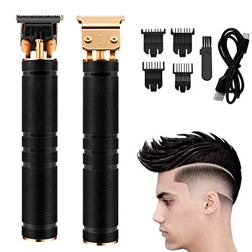 Cortapelos Hombre Recortador de Barba Inalámbrico Y Corta Pelos Hombre Profesional Cortadora de Pelo con Cuchilla en T Maquina Cortar Pelo USB Recargable con 4 Peines Guía para Hombres Cabello Barba
