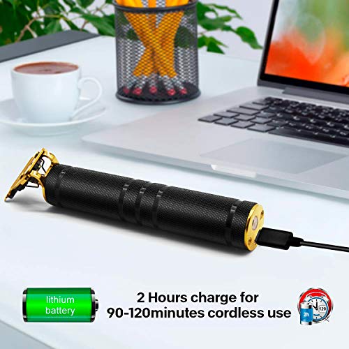 Cortapelos Hombre Recortador de Barba Inalámbrico Y Corta Pelos Hombre Profesional Cortadora de Pelo con Cuchilla en T Maquina Cortar Pelo USB Recargable con 4 Peines Guía para Hombres Cabello Barba